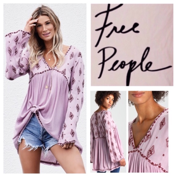 Free People Tops - Free People Diamond Embroidered Tunic Top.  NWT.